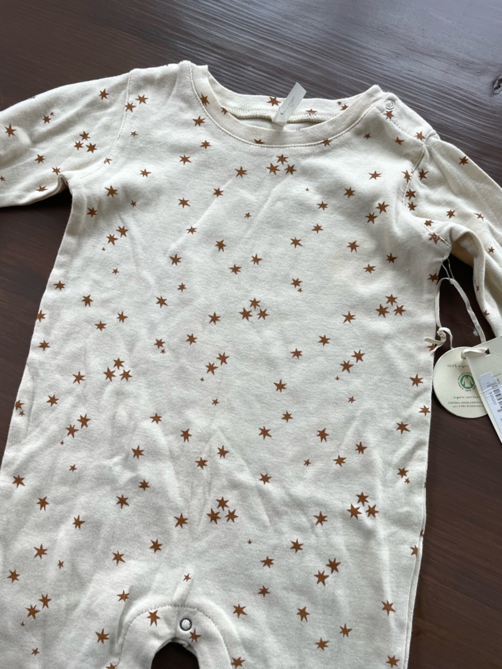 NWT Rylee & Cru Star Print Stardust Footed Jumpsuit Sleeper in Vanilla 12-18M - Picture 2 of 8